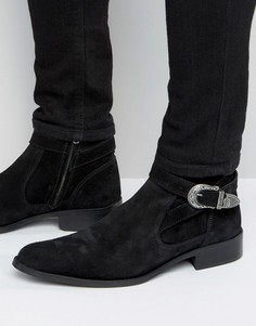 Черные замшевые ботинки челси с эластичными вставками ASOS - Черный