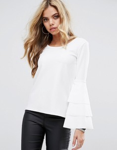 Топ с оборками на рукавах Boohoo - Белый