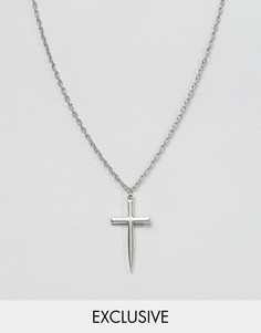 Ожерелье с крестом Reclaimed Vintage - Серебряный