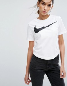 Белый кроп-топ с логотипом-галочкой Nike - Белый