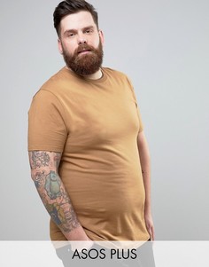 Коричневая обтягивающая футболка ASOS PLUS - Коричневый