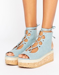 KG Benny Denim Flatform Lace Up Sandal - Синий