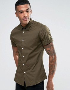 Облегающая рубашка цвета хаки ASOS - Зеленый