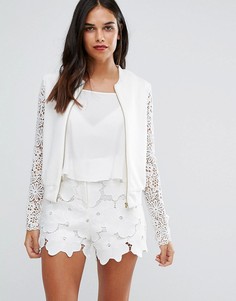 AX Paris Lace Bomber Jacket - Кремовый