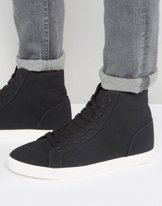 ASOS High Top Trainers In Black Faux Suede - Черный