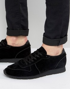 ASOS Retro Trainers In Relaxed Black Faux Suede - Черный