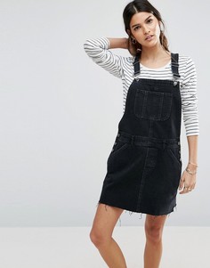 Платье-комбинезон из черного выбеленного денима ASOS - Черный