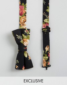 Reclaimed Vintage Inspired Floral Bow Tie In Black - Черный