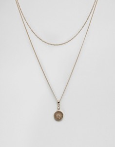 Длинное ожерелье в несколько рядов с филигранной подвеской ASOS - Золотой