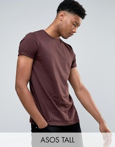 Темно-красная футболка с отворотами на рукавах ASOS TALL - Красный