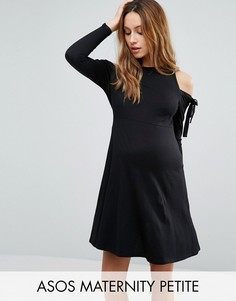 Платье с длинными рукавами и вырезами на плечах ASOS Maternity PETITE - Черный
