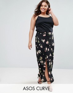 Юбка макси с разрезами и цветочным принтом ASOS - Мульти