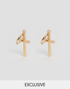 Серьги-кольца с крестиками Reclaimed Vintage - Золотой