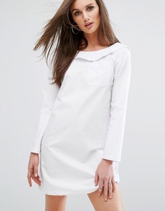 Платье в стиле рубашки со спущенными плечами Boohoo - Белый
