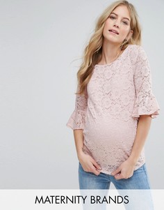 New Look Maternity Fluted Sleeve Top - Розовый