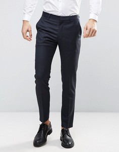 Темно-синие узкие брюки из 100% шерсти ASOS WEDDING - Темно-синий