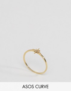 Кольцо из позолоченного серебра со звездочкой ASOS CURVE - Золотой