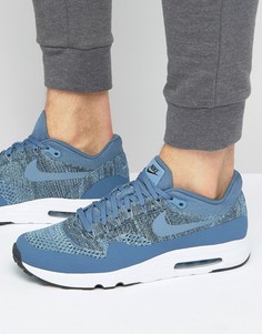 Голубые кроссовки с вязаным верхом Nike Air Max 1 Ultra 2.0 Flyknit 875942-400 - Синий