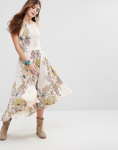 Платье с цветочным рисунком Free People Seasons Sun - Кремовый