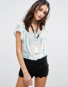 Топ с вышивкой пейсли в стиле бохо Free People - Кремовый