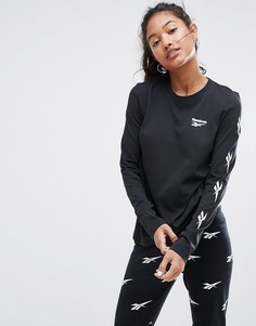 Лонгслив с логотипом на рукаве Reebok Classics - Черный