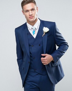 Узкий синий пиджак из 100% шерсти ASOS WEDDING - Синий