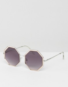Солнцезащитные очки в шестиугольной оправе ASOS - Золотой