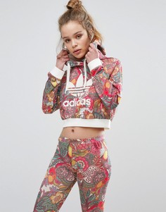 Укороченный худи с ярким цветочным принтом adidas Farm - Мульти