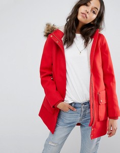 Шерстяное пальто Abercrombie &amp; Fitch - Красный