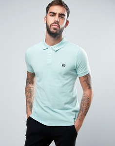 Узкое бирюзовое поло из пике с логотипом PS by Paul Smith - Синий