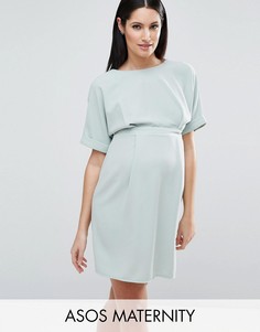 Строгое платье мини с V-образным вырезом на спине ASOS Maternity - Зеленый