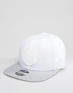 Бейсболка с прорезиненным логотипом Brooklyn Nets New Era 9Fifty - Белый