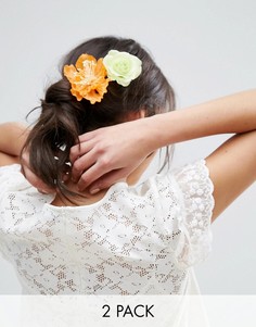 2 большие заколки для волос с цветами ASOS - Мульти
