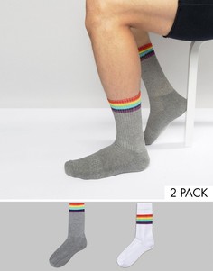 2 пары спортивных носков с радужную полоску ASOS - Мульти
