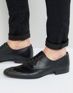 Черные кожаные туфли на шнуровке с заклепками ASOS - Черный