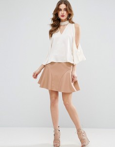 Юбка-колокол мини из искусственной кожи ASOS - Розовый