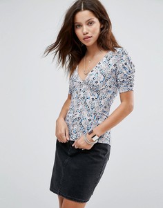 Топ с глубоким V-образным вырезом Free People Hollywood - Кремовый