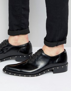 Черные кожаные туфли дерби с заклепками ASOS - Черный
