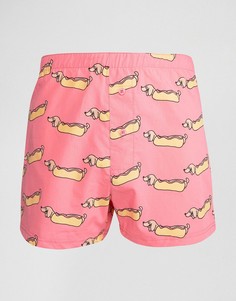 Тканые боксеры с хот-догами ASOS - Розовый