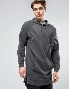 Длинное оversize-худи с молниями по бокам ASOS - Черный