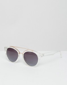 Круглые солнцезащитные очки в прозрачной оправе с отделкой из золотистого металла Jeepers Peepers - Прозрачный
