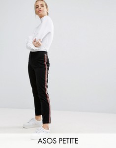 Брюки-сигареты с полосками по бокам ASOS PETITE - Черный