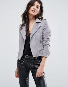 Замшевая байкерская куртка Vero Moda - Серый