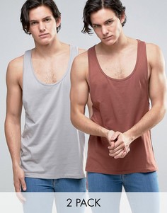 2 майки-борцовки (красная/серая) ASOS - СКИДКА - Мульти