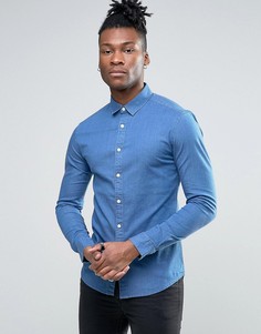 Супероблегающая джинсовая рубашка ASOS - Синий