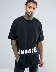 Oversize-свитшот с короткими рукавами и рисунком ASOS - Черный