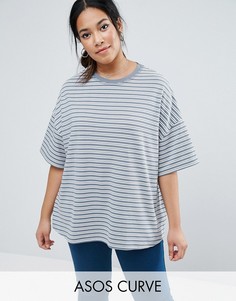 Свободный топ в полоску с короткими рукавами ASOS CURVE - Мульти