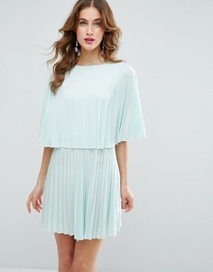 Короткое платье-кимоно с плиссировкой и кейпом ASOS - Желтый