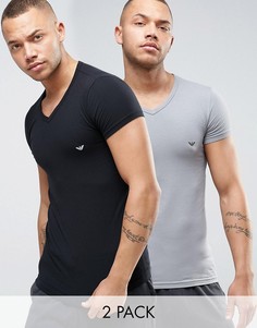 2 облегающие футболки стретч с V‑образным вырезом Emporio Armani - Мульти