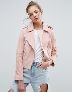 Замшевая байкерская куртка ASOS - Розовый
